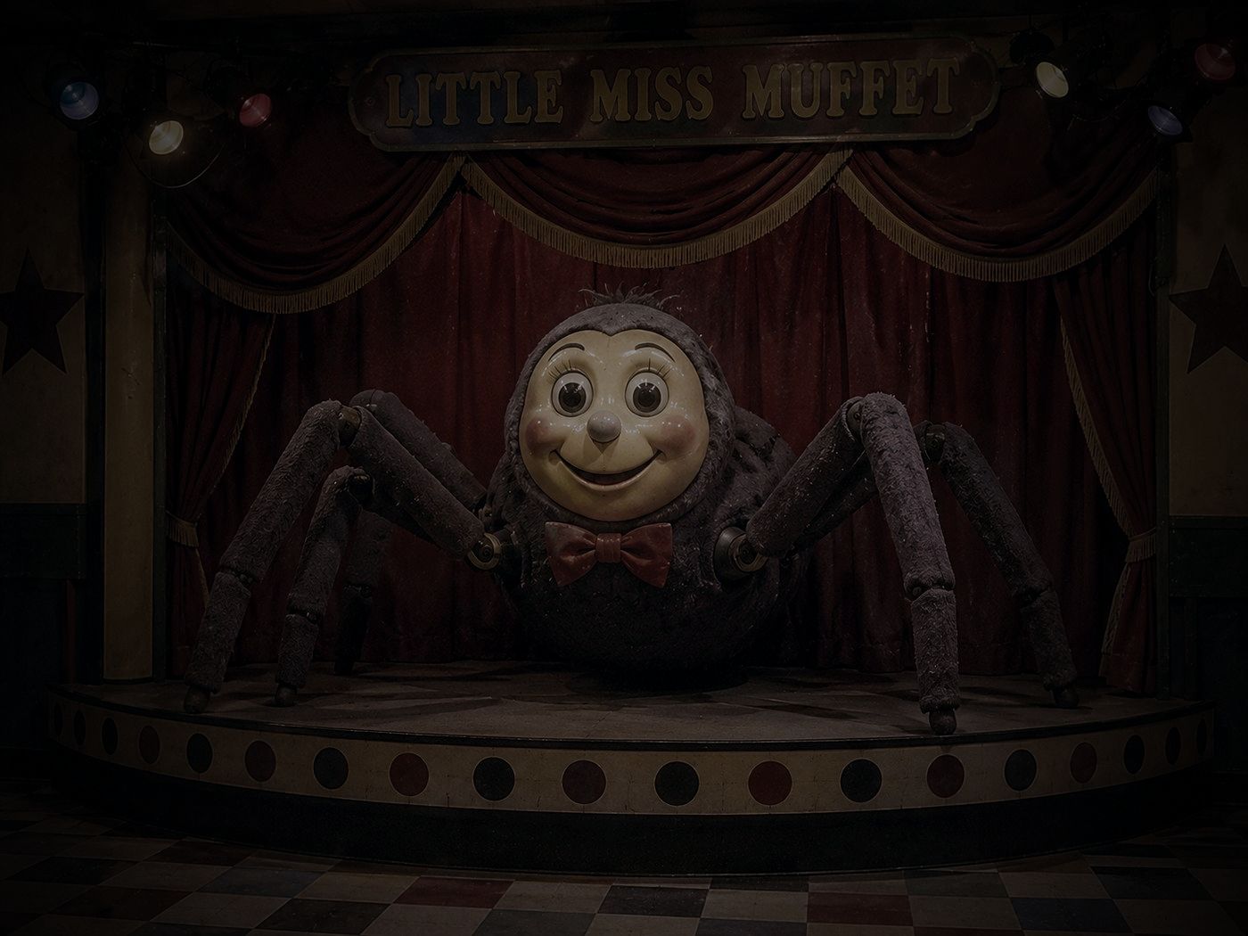 Little Miss Muffet on her stage